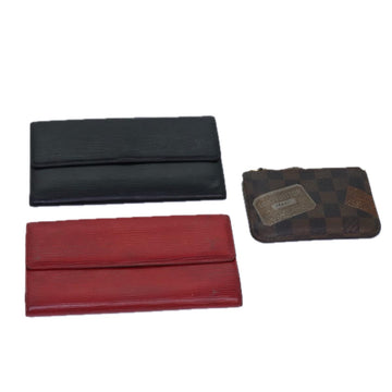 LOUIS VUITTON Epi Damier Ebene Wallet 3Set Red Black LV Auth yk12700