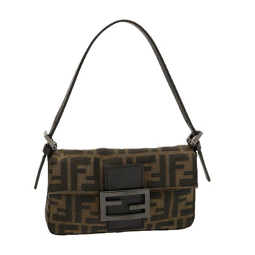 FENDI Zucca Canvas Mini Mamma Baguette Hand Bag Black Brown Auth yk12709