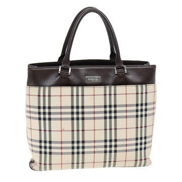 BURBERRY Nova Check Hand Bag Polyester Beige Auth yk12722