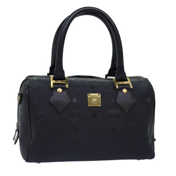 MCM Vicetos Logogram Mini Boston Bag Coated Canvas Black Auth yk12735