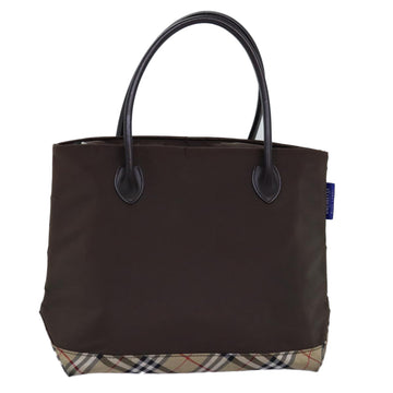 BURBERRYSs Nova Check Blue Label Tote Bag Nylon Beige Brown Auth yk12782