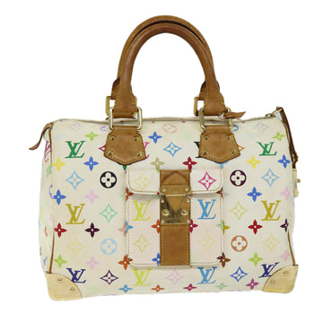 LOUIS VUITTON Monogram Multicolor Speedy 30 Hand Bag White M92643 Auth yk12808