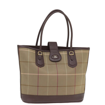 BURBERRYSs Nova Check Tote Bag Canvas Beige Auth yk12860