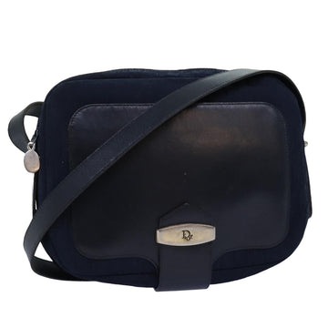 CHRISTIAN DIOR Trotter Canvas Shoulder Bag Navy Auth yk12907