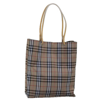 BURBERRY Nova Check Tote Bag Canvas Beige Auth yk12919