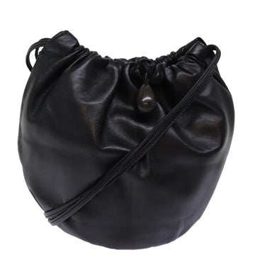 LOEWE Shoulder Bag Leather Black Auth yk12925