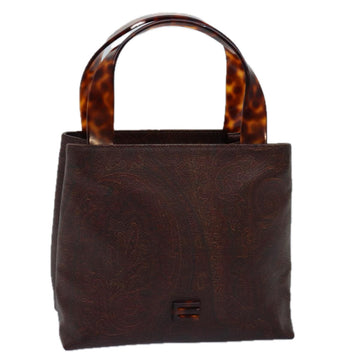 ETRO Paisley Hand Bag PVC Leather Brown Auth yk12970