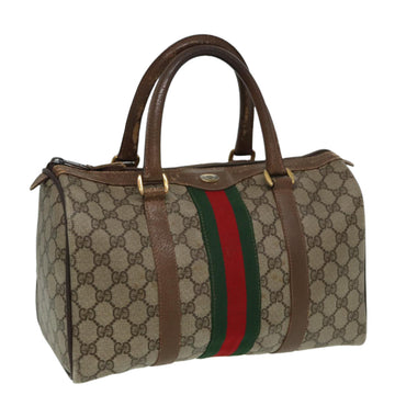 GUCCI GG Supreme Web Sherry Line Boston Bag PVC Beige Red 98 02 007 Auth yk13015