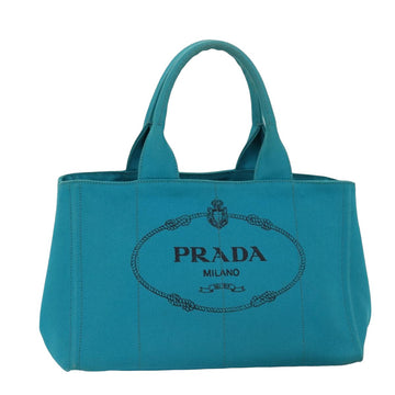 PRADA Canapa MM Hand Bag Canvas Blue Auth yk13054