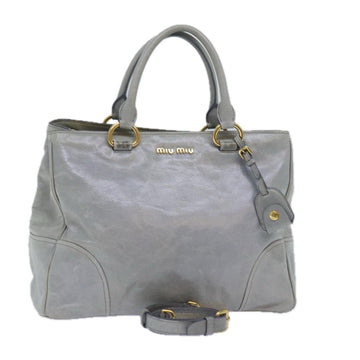 MIU MIU Hand Bag Leather 2way Gray Auth yk13065