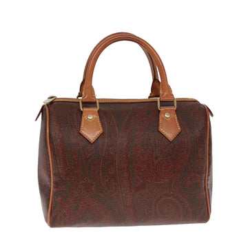 ETRO Paisley Boston Bag PVC Leather Brown Auth yk13070