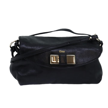 Chloe Lily Hand Bag Leather 2way Black Auth yk13078