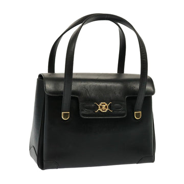 CELINE Hand Bag Leather Black Auth yk13208