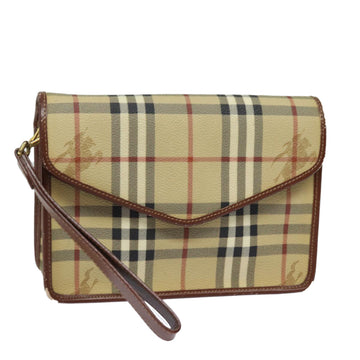 BURBERRY Nova Check Clutch Bag PVC Leather Beige Auth yk13265