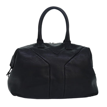 SAINT LAURENT Easy Boston Bag Leather Black Auth yk13334