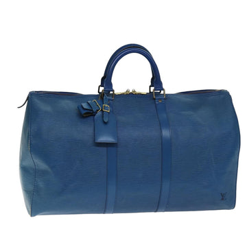 LOUIS VUITTON Epi Keepall 50 Boston Bag Blue M42965 LV Auth yk13335