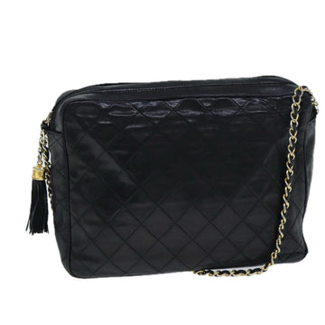 CHANEL Matelasse Chain Shoulder Bag Lamb Skin Black CC Auth yk13348