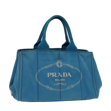 PRADA Canapa MM Hand Bag Canvas Blue Auth yk13365