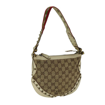 GUCCI GG Canvas Web Sherry Line Shoulder Bag Beige Red Green 144157 Auth yk13422