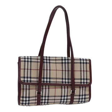 BURBERRY Nova Check Hand Bag Canvas Beige Auth yk13611