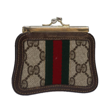 GUCCI GG Supreme Web Sherry Line Gamaguchi Coin Purse Beige Red Auth yk13656