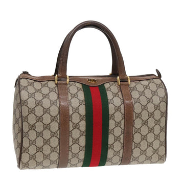 GUCCI GG Supreme Web Sherry Line Boston Bag PVC Beige 24 02 007 Auth yk13661