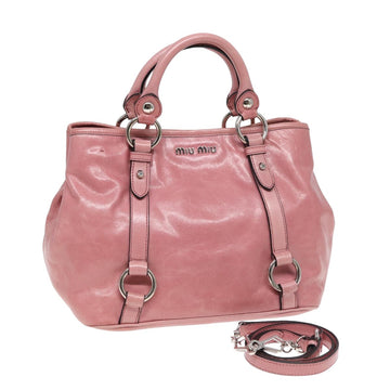 MIU MIU Hand Bag Leather 2way Pink Auth yk13681