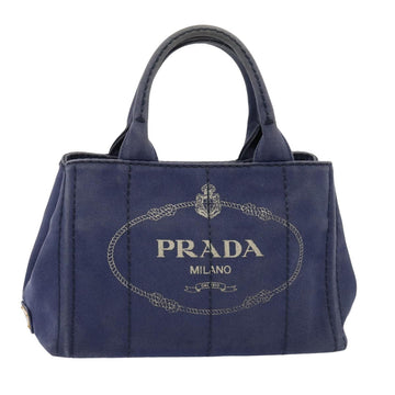 PRADA Canapa PM Hand Bag Canvas Navy Auth yk13712