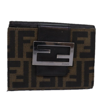 FENDI Zucca Canvas Wallet Black Brown Auth yk13745