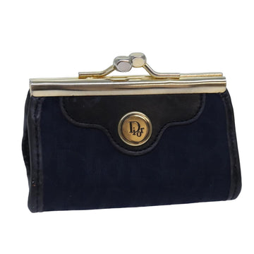 CHRISTIAN DIOR Trotter Canvas Gamaguchi Coin Purse Navy Auth yk13757