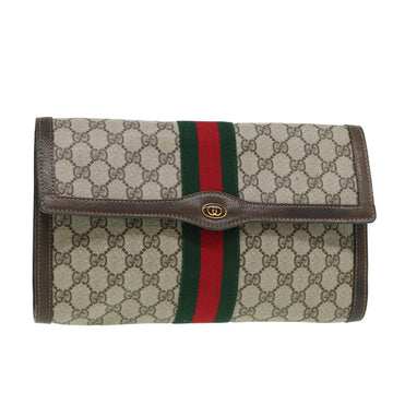 GUCCI GG Supreme Web Sherry Line Clutch Bag Beige 41 014 3087 30 Auth yk13785