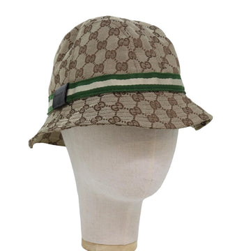 GUCCI GG Canvas Sherry Line Hat L Beige Green Auth yk13796