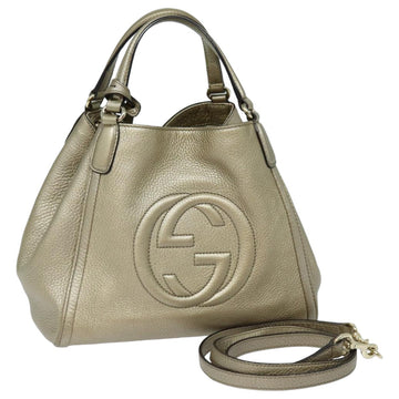 GUCCI Soho Hand Bag Leather 2way Gold 336751 Auth yk13817