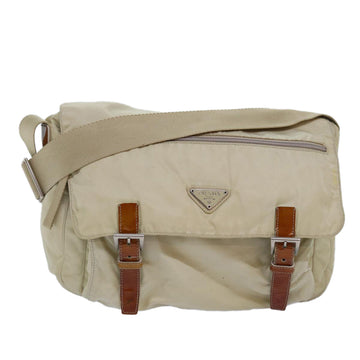 PRADA Shoulder Bag Nylon Beige Auth yk13906