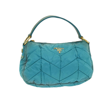 PRADA Quilted Hand Bag Nylon Blue Auth yk13908