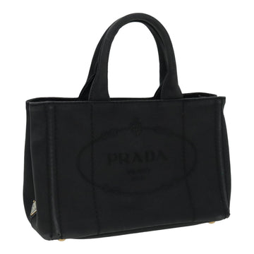 PRADA Canapa PM Hand Bag Canvas Black Auth yk13957