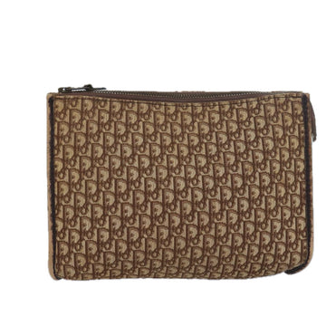 CHRISTIAN DIOR Trotter Canvas Clutch Bag Brown Auth yk13988