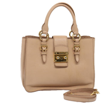 MIU MIU Hand Bag Leather 2way Beige Auth yk14000