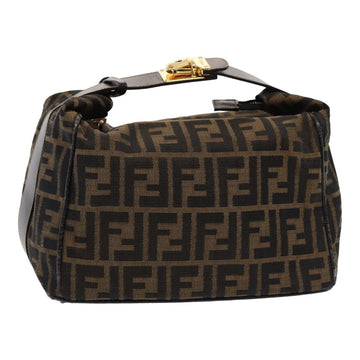 FENDI Zucca Canvas Hand Bag Brown Black Auth yk14005