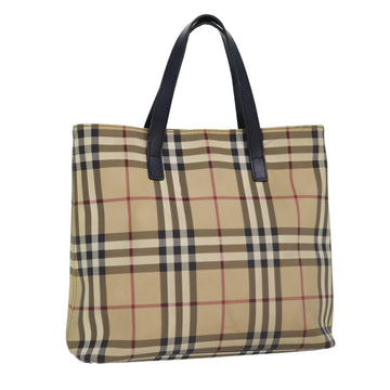 BURBERRY Nova Check Hand Bag Canvas Beige Auth yk14110