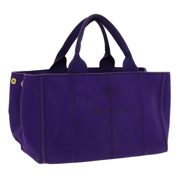 PRADA Canapa MM Hand Bag Canvas Purple Gold Auth yk14234