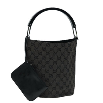 GUCCI GG Canvas Hand Bag Black Silver 001 3753 2684 Auth yk14293