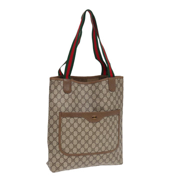 GUCCI GG Supreme Web Sherry Line Tote Bag PVC Beige Red 39 02 003 Auth yk14357