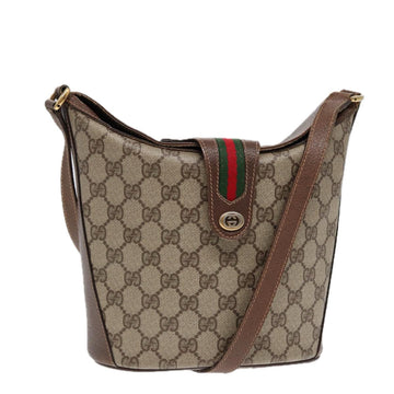 GUCCI GG Supreme Web Sherry Line Shoulder Bag PVC Beige 40 02 081 Auth yk14383