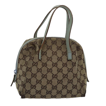 GUCCI GG Canvas Hand Bag Beige Light Blue 124542 Auth yt1006