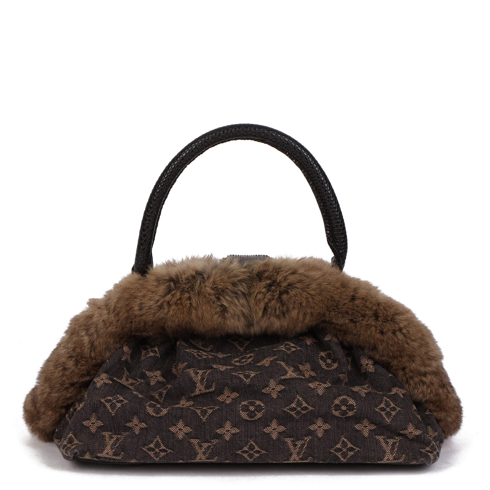 Louis Vuitton Black Denim, Chinchilla Fur, Lizard & Python Leather Tri