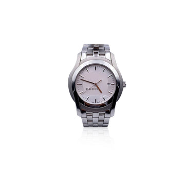 GUCCI Silver Stainless Steel Mod 5500 Xl Wrist Watch White Dial