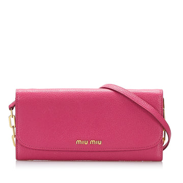 MIU MIU Leather Wallet On Chain Crossbody Bag