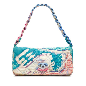 CHANEL Printed Canvas Watercolor Pochette Flap Baguette