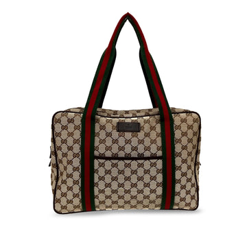 GUCCI GG Canvas Web Carry On Tote Tote Bag